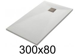 Duschwanne flach 300x80 cm aus Mineralharz - LEEDS