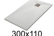 Duschwanne flach 300x110 cm aus Mineralharz - LEEDS