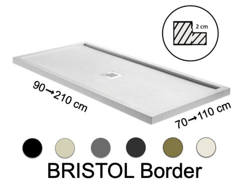 Duschwanne mit 2 cm hohem Rand, Mineralharz - BRISTOL BORDER