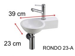 Lave mains rond, 23 x 39 cm, en céramique, suspendu - RONDO 23