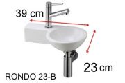 Rundes Handwaschbecken, 23 x 39 cm, Keramik, hängend - RONDO 23 B