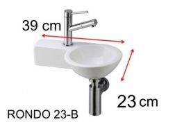 Lave mains rond, 23 x 39 cm, en céramique, suspendu - RONDO 23 B