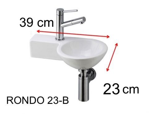 Rundes Handwaschbecken, 23 x 39 cm, Keramik, hngend - RONDO 23 B