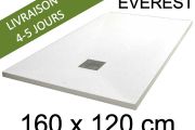 Duschwanne, 160x120 cm, extra flach, Acrylharz - EVEREST Weiß 120x160