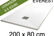 Duschwanne, 200x80 cm, extra flach, Acrylharz - EVEREST Weiß 80x200