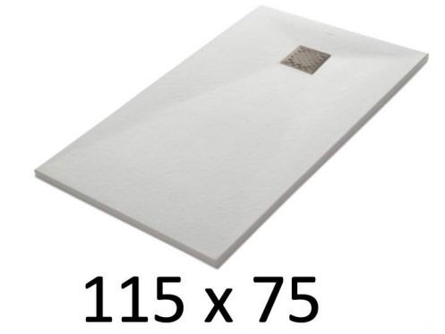 Duschwanne 115x75 cm, Harz, extra flach, zuschneidbar, TECNIK 75x115