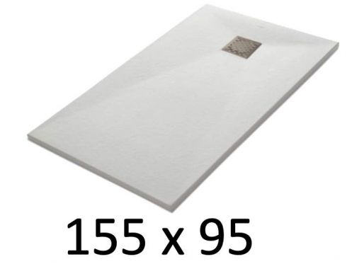 Duschwanne 155x95 cm, Harz, extra flach, zuschneidbar, TECNIK 95x155
