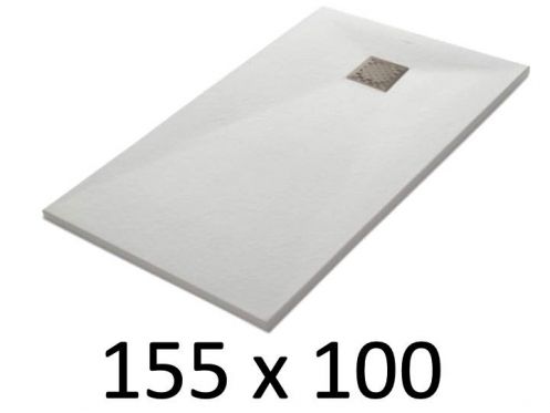 Duschwanne 155x100 cm, Harz, extra flach, zuschneidbar, TECNIK 100x155