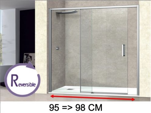 Schiebeduschtr, 95 bis 98 cm, mit festem Glas - NANTES 310 CH