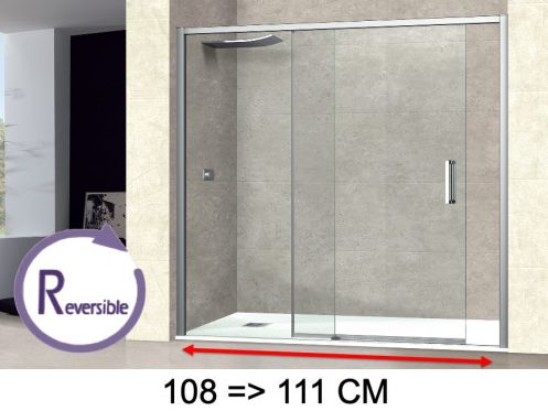Schiebeduschtr, 108 bis 111 cm, mit festem Glas - NANTES 310 CH