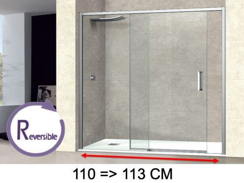 Schiebeduschtr, 110 bis 113 cm, mit festem Glas - NANTES 310 CH