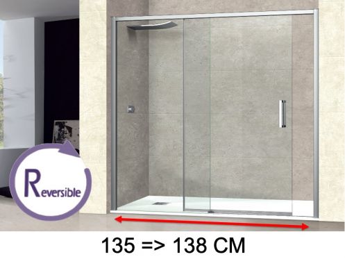 Schiebeduschtr, 135 bis 138 cm, mit festem Glas - NANTES 310 CH