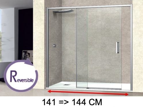 Schiebeduschtr, 141 bis 144 cm, mit festem Glas - NANTES 310 CH