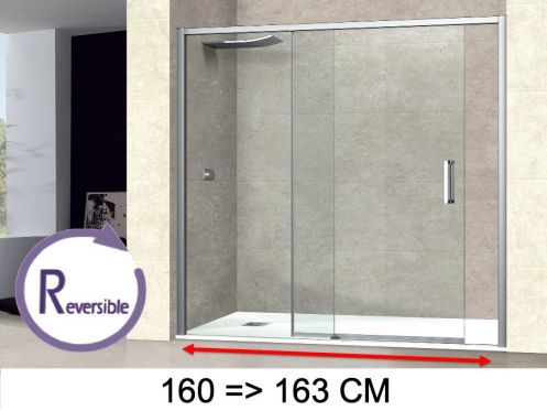 Schiebeduschtr, 160 bis 163 cm, mit festem Glas - NANTES 310 CH