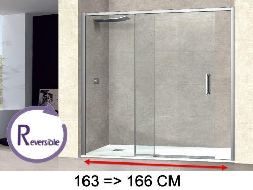 Schiebeduschtr, 163 bis 166 cm, mit festem Glas - NANTES 310 CH