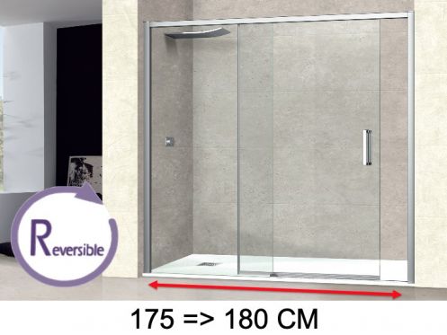 Schiebeduschtr, 175 bis 180 cm, mit festem Glas - NANTES 310 CH