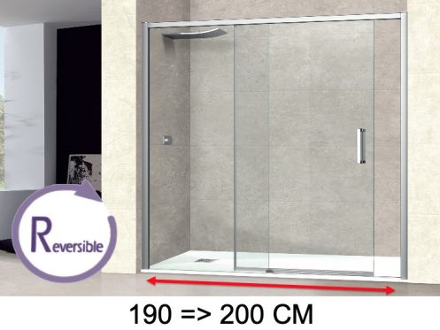 Schiebeduschtr, 190 bis 200 cm, mit festem Glas - NANTES 310 CH