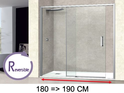 Schiebeduschtr, 180 bis 190 cm, mit festem Glas - NANTES 310 CH