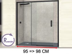 Schiebeduschtür, 95 bis 98 cm, mit festem Glas - NANTES 310 BLACK