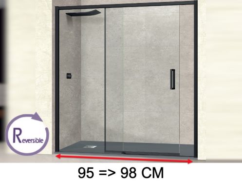 Schiebeduschtr, 95 bis 98 cm, mit festem Glas - NANTES 310 BLACK