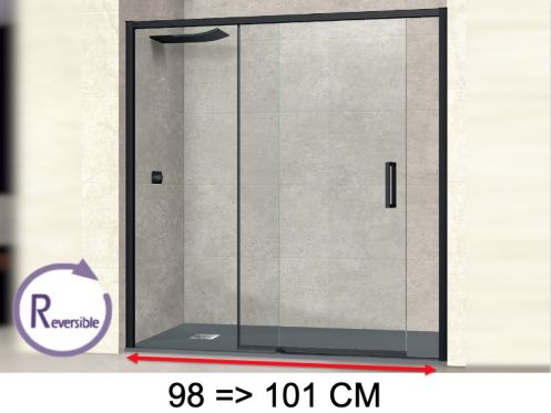 Schiebeduschtr, 98 bis 101 cm, mit festem Glas - NANTES 310 BLACK