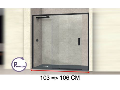 Schiebeduschtr, 103 bis 106 cm, mit festem Glas - NANTES 310 BLACK