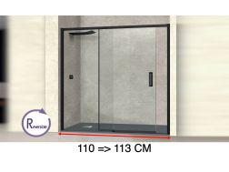 Schiebeduschtür, 111 bis 113 cm, mit festem Glas - NANTES 310 BLACK