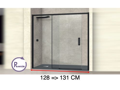 Schiebeduschtr, 128 bis 131 cm, mit festem Glas - NANTES 310 BLACK