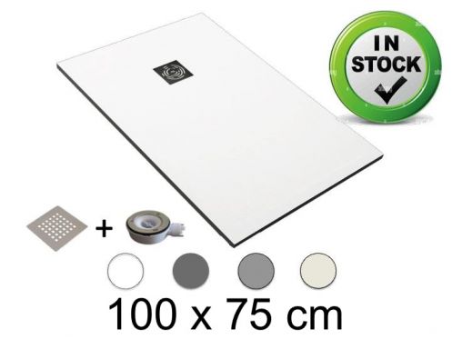 Duschwanne schuldig 100x75 cm Extra Flaches Harz Stone