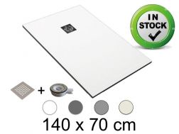 Duschwanne, 140x70 cm, Harz Pizarra-Finish, schneidbar - CHIVA 70x140