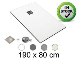 Duschwanne, 190x80 cm, Harz Pizarra-Finish, schneidbar - CHIVA 80x190