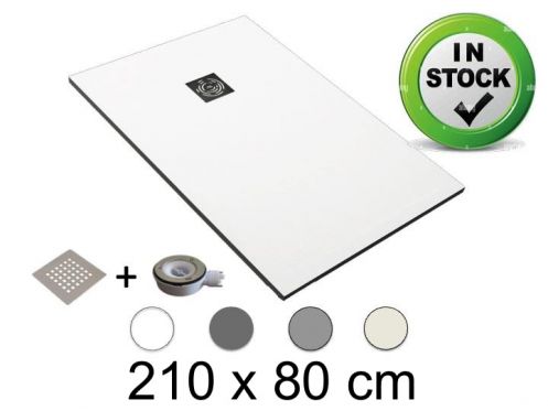 Duschwanne, 210x80 cm, Harz Pizarra-Finish, schneidbar - CHIVA 80x210