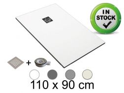 Duschwanne, 110x90 cm, Harz Pizarra-Finish, schneidbar - CHIVA 90x110