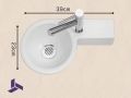 Handwaschbecken rund, keramisch, hngend 23x39 cm | BONN 23 DROITE