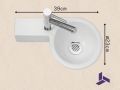 Handwaschbecken rund, keramisch, hngend | BONN 23 Gauche
