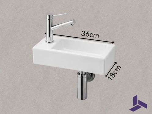 Hnge-Handwaschbecken aus Keramik 36x18cm | FRANCFORT 36 GAUCHE