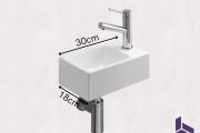 Handwaschbecken WC schmal 18x30 cm Keramik | ROSTOCK 30 DROITE