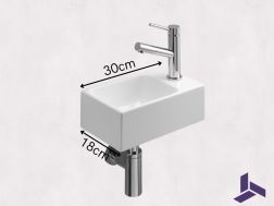 Handwaschbecken WC schmal 18x30 cm Keramik | ROSTOCK 30 DROITE