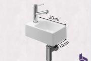 Handwaschbecken WC schmal 18x30 cm Keramik | ROSTOCK 30 GAUCHE