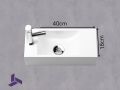 Hnge-Handwaschbecken Design 40x18 cm Harz wei | HAMBOURG 40 GAUCHE