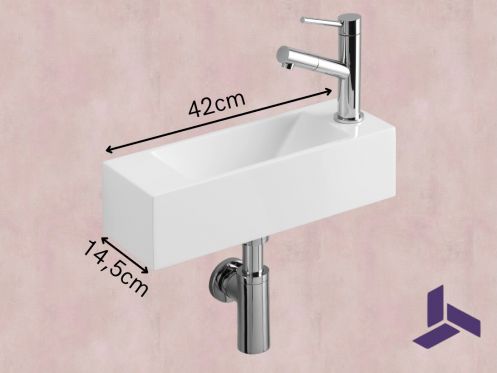 Hngendes Handwaschbecken 42x14,5 cm __int__ Kompakt & Wei | MUNICH 42 DROIT