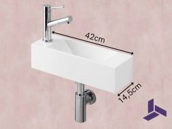 Hängendes Handwaschbecken 42x14,5 cm __int__ Kompakt & Weiß | MUNICH 42 GAUCHE