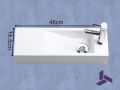 Wandwaschbecken 48x16,5cm Weies Resin, ultra-schmal, ohne berlauf | MUNICH 48 DROITE