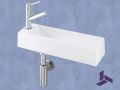 Wandwaschbecken 48x16,5cm ultra-schmal, weies Harz, ohne berlauf | MUNICH 48 GAUCHE