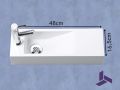 Wandwaschbecken 48x16,5cm ultra-schmal, weies Harz, ohne berlauf | MUNICH 48 GAUCHE