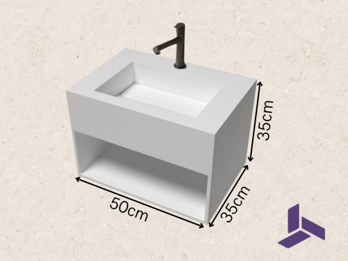 Waschbecken 35x50cm Solid-Surface Mini-Waschtisch Mattwei PETIT ARIANNE 
