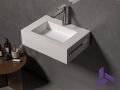 Solid Surface Waschbecken 35x50cm, Matt Wei, Handtuchhalter MINI ARIANNE STANDARD