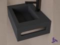 temp => Solid Surface Waschbecken 35x50cm, Anthrazit, Handtuchhalter MINI ARIANNE STANDARD