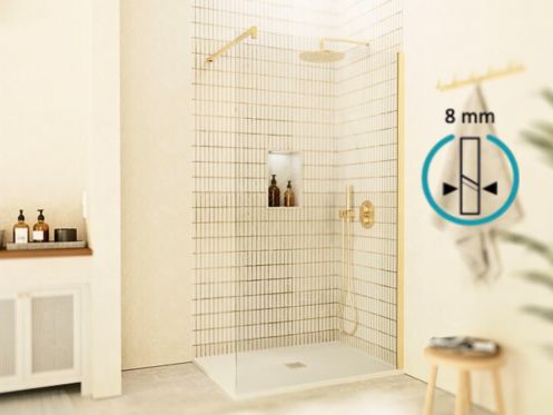 Feste Walk-in-Duschwand 8 mm Sicherheitsglas DIJON Gold