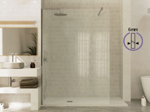 Feste Walk-in-Duschwand 6 mm Sicherheitsglas DIJON Silber